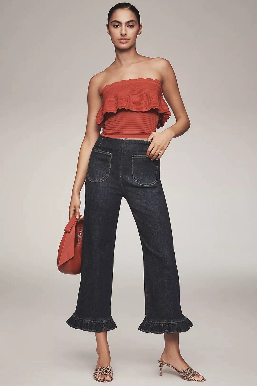 Anthropologie Maeve Women’s The Denim Colette Wide-Leg Cropped Jeans Size 28